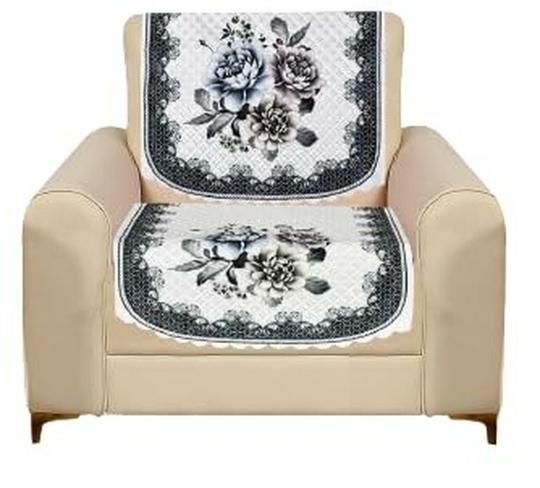 RRC Velvet Floral Quilted Sofa Cover Set 4 Seater | Premium Quilted Sofa Slip Cover,Seat & Back Cover,8 Piece Sofa Covers