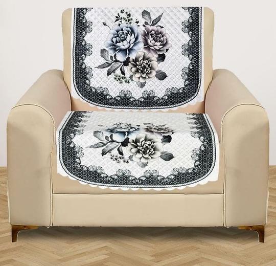 RRC Velvet Floral Quilted Sofa Cover Set 4 Seater | Premium Quilted Sofa Slip Cover,Seat & Back Cover,8 Piece Sofa Covers