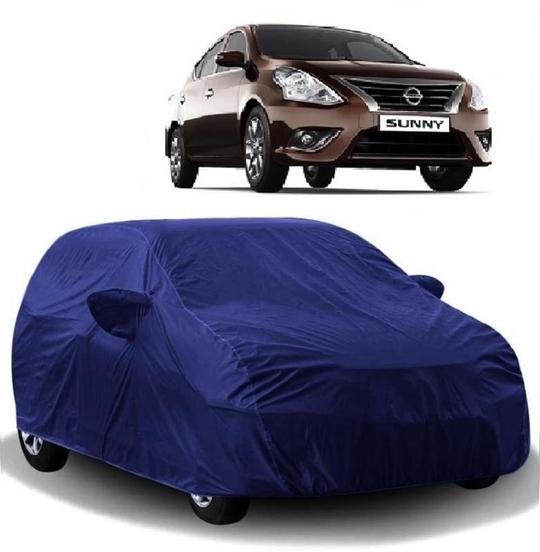Carigiri Blue Car Body Cover For Nissan Sunny(Triple Stitched,Mirror Pockets,Uv Resistant,Dustproof)(All Year Models)