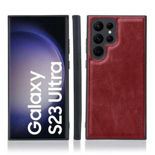 Excelsior Premium PU Leather Back case Cover with 360 Degree Full Body Protection | Shockproof for Samsung Galaxy S23 Ultra (Red)