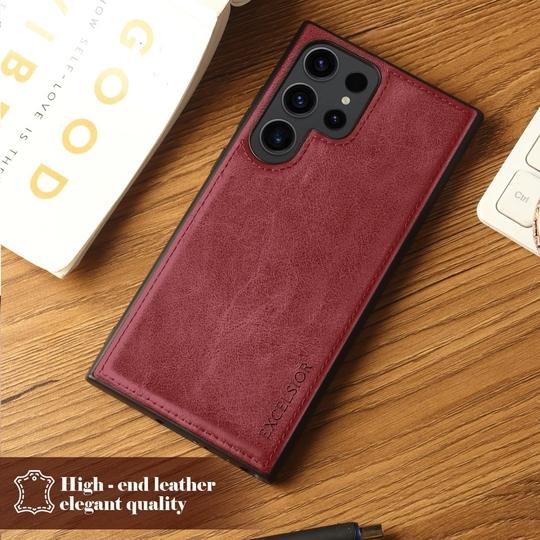 Excelsior Premium PU Leather Back case Cover with 360 Degree Full Body Protection | Shockproof for Samsung Galaxy S23 Ultra (Red)