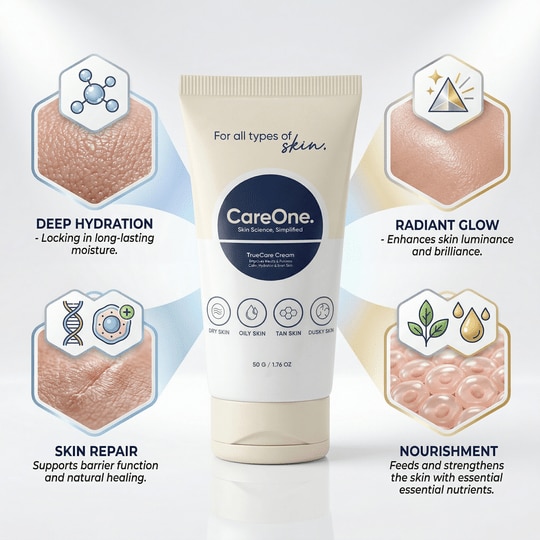 CARE ONE True Care Skin Cream for All Skin Types, Brightens and Heals, Deep Hydration, Daily Moisturizing Face Cream, 50g