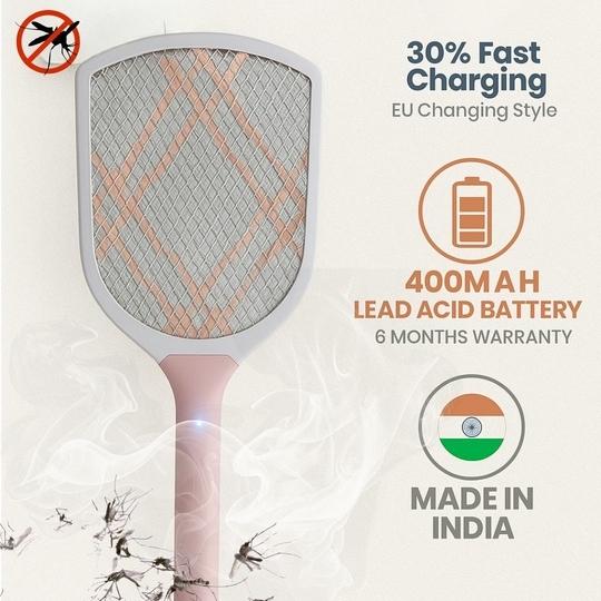 Mosgo Rechargeable Electric Fly Swatter Mosquito Racket Bat with COB Light | Long Battery Life | Made in India