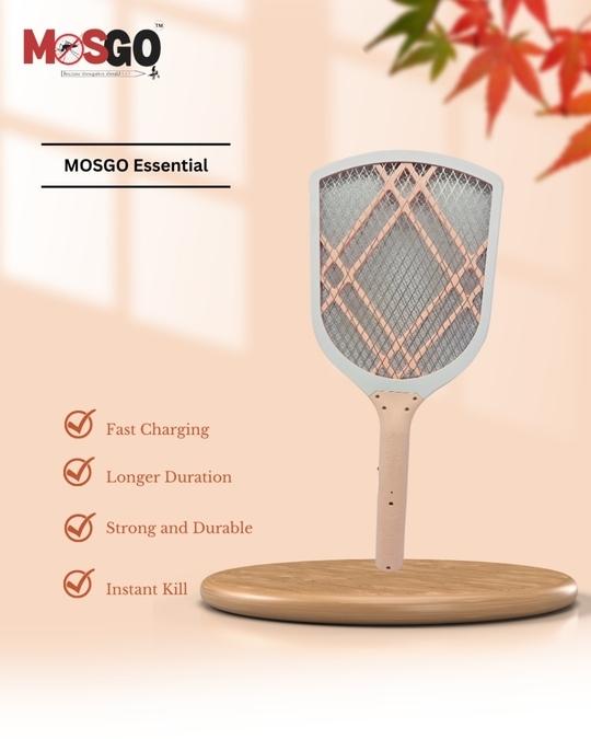 Mosgo Rechargeable Electric Fly Swatter Mosquito Racket Bat with COB Light | Long Battery Life | Made in India