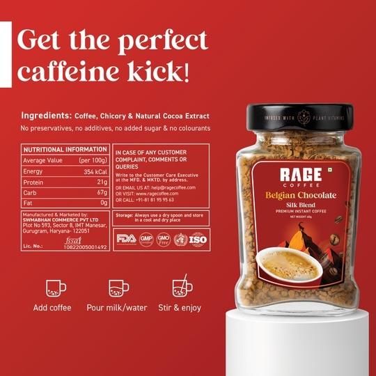 Rage Coffee Flavoured Instant Coffee | Belgian Chocolate Silk Blend 60 GMs
