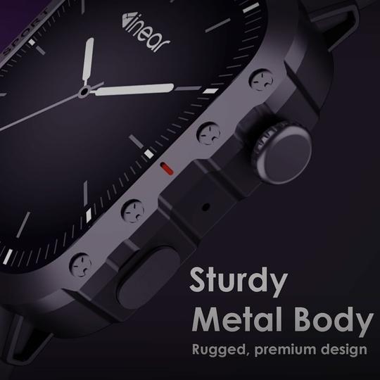 inear INWATCH 2.01" HD Smartwatch with Bluetooth Calling, Wireless Charging, 100 Hrs Battery, IPX4 Water Resistant, Fitness Tracker, Heart Rate & Sleep Monitor, Silicone Strap, Android iOS Compatible