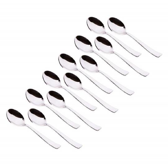 URBAN BUY Plastic 8 Pieces Measuring Cups and Spoon Set With Stainless Steel 12 Pcs Coffee Spoon Set and Multicolour, Pack of 2