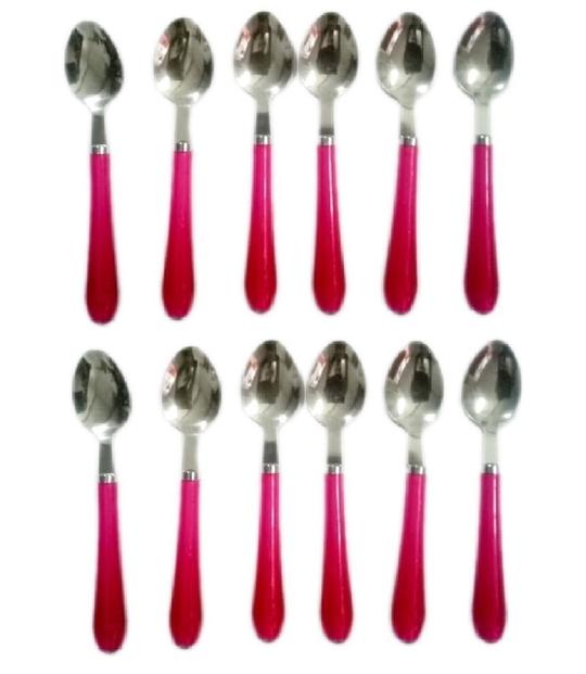 Urban Buy Stainless Steel Dinner Handle Spoon/Table Handle Spoon Set of 6 and, MultiColour (Pack of 2)