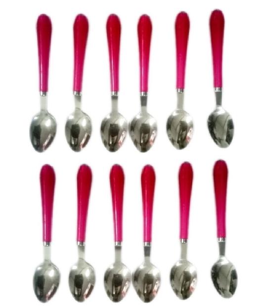 Urban Buy Stainless Steel Dinner Handle Spoon/Table Handle Spoon Set of 6 and, MultiColour (Pack of 2)