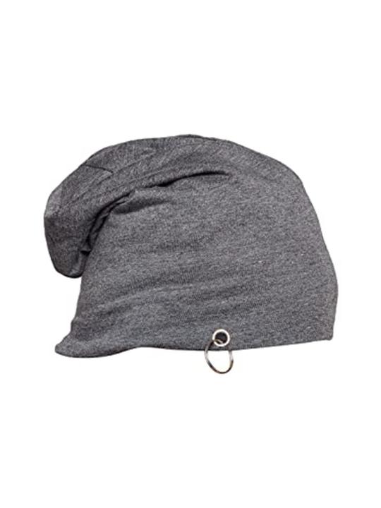 Creature Cotton Slouchy Beanie with Ring for Men and Boys (Light Grey)