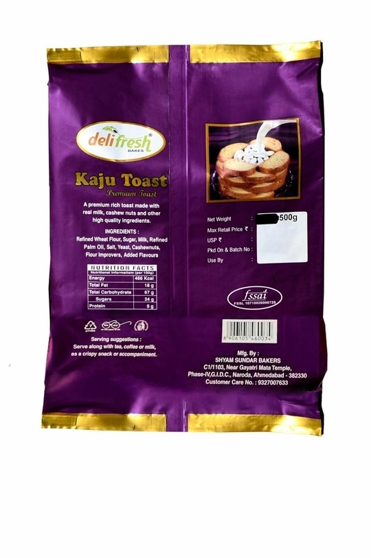 DELIFRESH BAKES KAJU TOAST 500 Gram Pack of 2