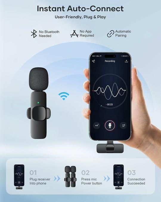 Tart  K9 Dual Wireless Mic with Receiver for Clear Audio Video Recording