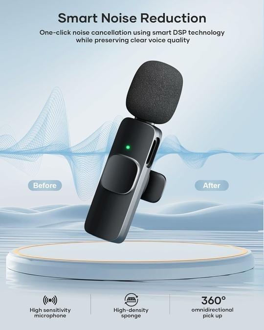 Tart  K9 Dual Wireless Mic with Receiver for Clear Audio Video Recording