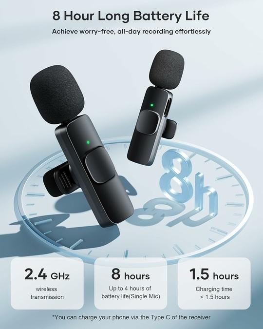 Tart  K9 Dual Wireless Mic with Receiver for Clear Audio Video Recording