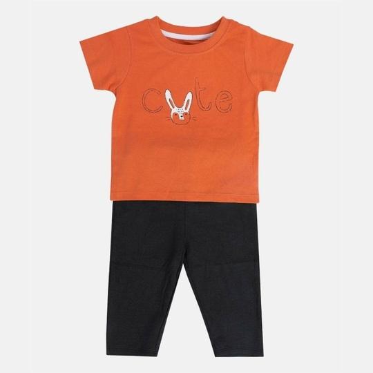 MINI KLUB Knit Elastic Top And Bottom-Orange/Black