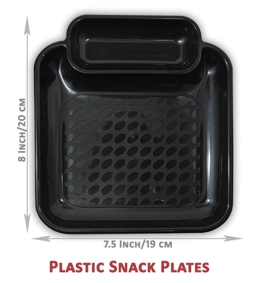 Inpro Stylish Plastic Plates in 12 Black Color for Serving Snacks / Light Weight Plates / Pasta plate / Serving plate- Plastic Snacks plates-half plates-plastic kitchen crockery or parties Set of 12 Black Snacks Plastic Plates (Set Of 12 Plates).