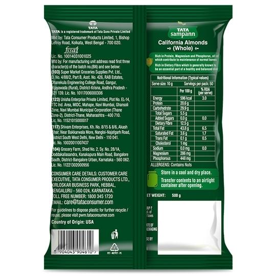 Tata Sampann 100% Pure, California Almonds,  500 g | Badam | Badam Giri | Almond Kernel