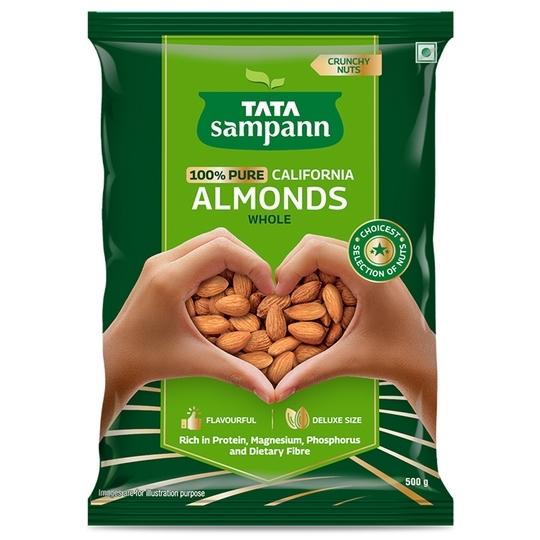Tata Sampann 100% Pure, California Almonds,  500 g | Badam | Badam Giri | Almond Kernel