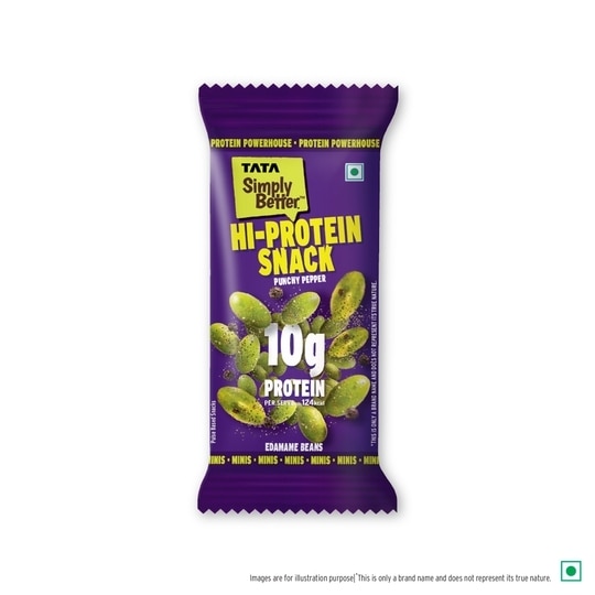 Tata Simply Better Punchy Pepper Edamame Beans 28g (Pack of 5) | Spicy Black Pepper Flavour | High Protein & Fiber | Ready-to-Eat Healthy Snack (28g x 5)