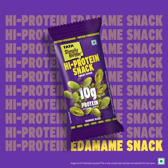 Tata Simply Better Punchy Pepper Edamame Beans 28g (Pack of 5) | Spicy Black Pepper Flavour | High Protein & Fiber | Ready-to-Eat Healthy Snack (28g x 5)