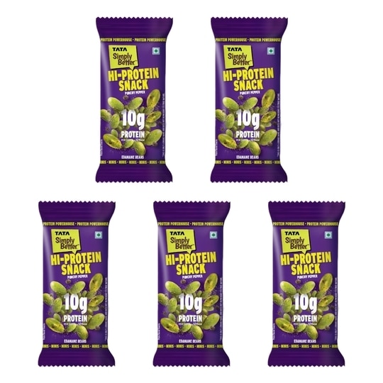 Tata Simply Better Punchy Pepper Edamame Beans 28g (Pack of 5) | Spicy Black Pepper Flavour | High Protein & Fiber | Ready-to-Eat Healthy Snack (28g x 5)