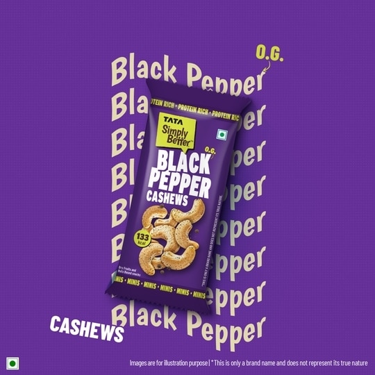 Tata Simply Better Black Pepper Cashew 184g (Pack of 8 x 23g)