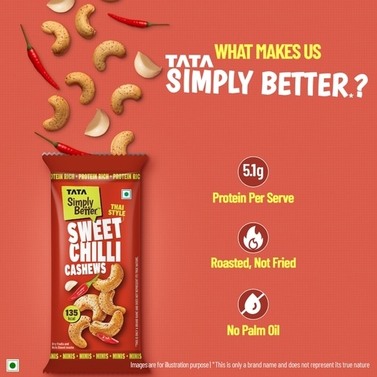 Tata Simply Better 184g Sweet Chilli Flavoured Roasted Cashews (23g x 8)