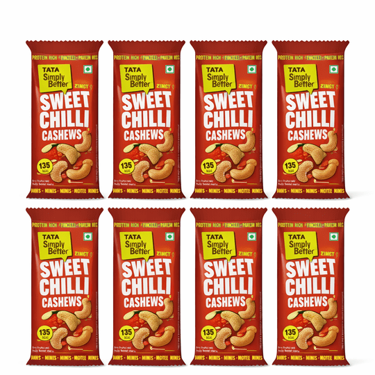 Tata Simply Better 184g Sweet Chilli Flavoured Roasted Cashews (23g x 8)
