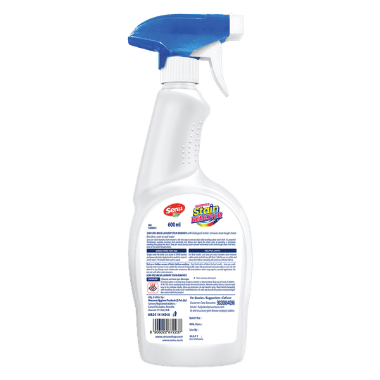 Senu Prewash Fabric Stain Remover 600 ml | Enzyme Based | Removes Food, Oil, Coffee, Blood Stains Incomplete