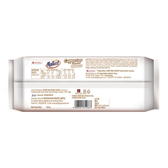 Malkist Cheese and Cappuccino Flavoured Cracker Biscuits (family pack) - 144g (Pack of 4)
