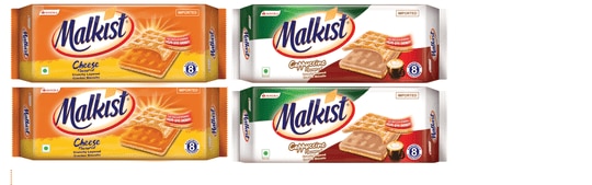 Malkist Cheese and Cappuccino Flavoured Cracker Biscuits (family pack) - 144g (Pack of 4)