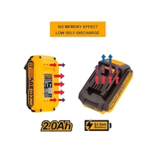 INGCO 20V Battery Pack, 2.0Ah Lithium-ion Battery, Compatible with All INGCO 20V Power Tools, LED Battery Power Indicator, Charger Not Included