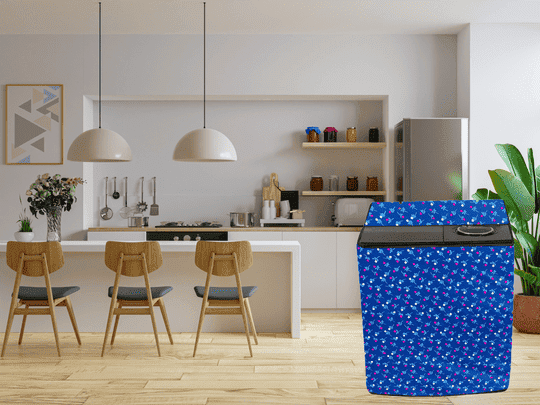 KVAR Printed design with water dust Protection washing machine cover for Kelvinator 7.5 Kg Top Loading Semi-Automatic  with One Press Water filling & Draining, KWS-A750EP (Unique code/270522131SME40)