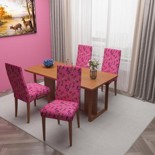 Dream Care Chair Protector Dining Table Chair Cover Set of 4 & Elastic Stretchable Office Chair Cover Protector, Design 40