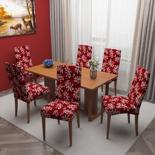 Dream Care Chair Protector Dining Table Chair Cover Set of 6 & Elastic Stretchable Office Chair Cover Protector, Design 3
