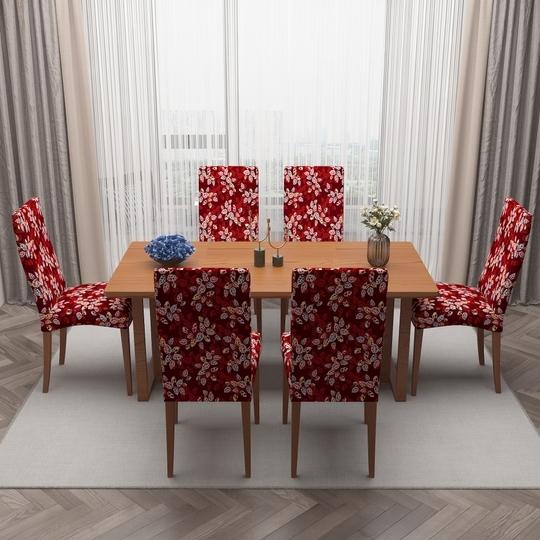 Dream Care Chair Protector Dining Table Chair Cover Set of 6 & Elastic Stretchable Office Chair Cover Protector, Design 3