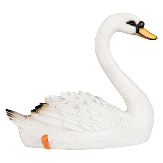 Wonderland White Resin Swan Statue - 35.6 x 15.2 cms
