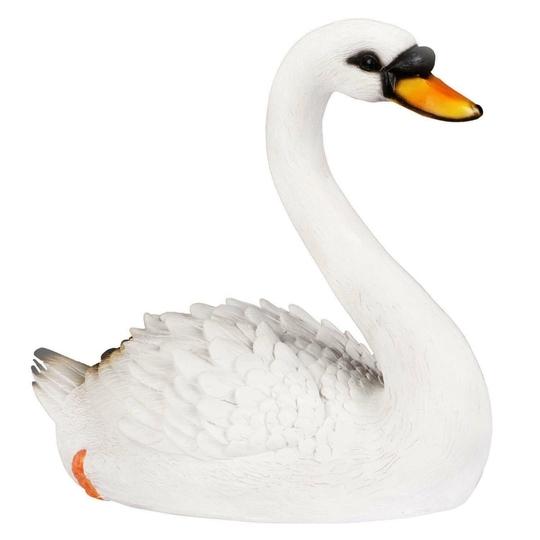 Wonderland White Resin Swan Statue - 35.6 x 15.2 cms