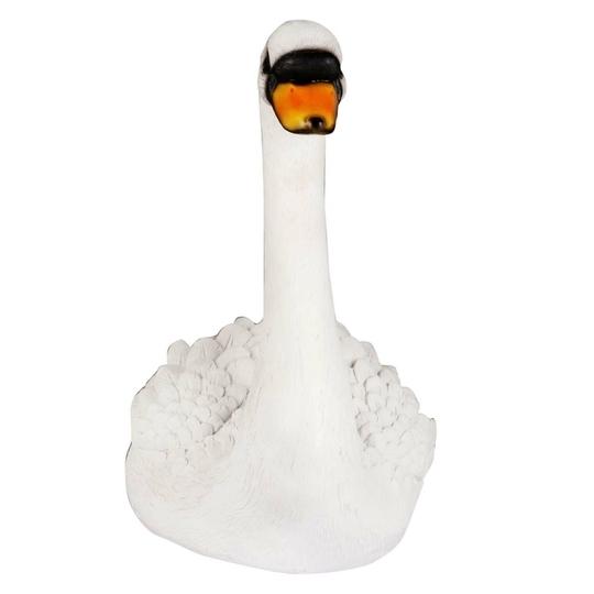 Wonderland White Resin Swan Statue - 35.6 x 15.2 cms