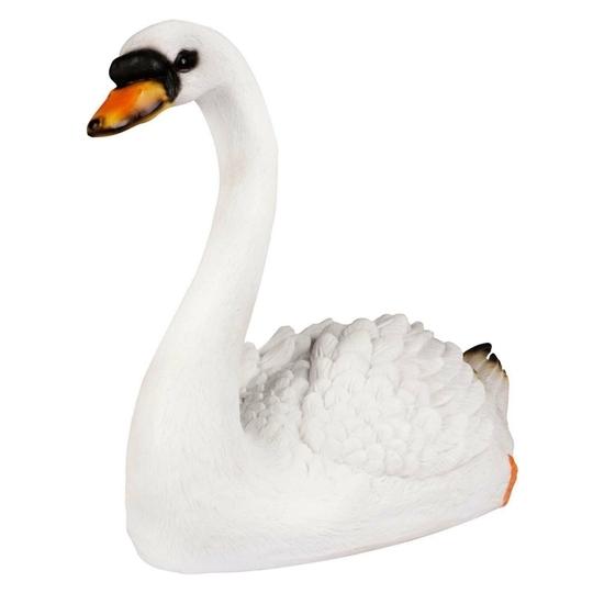 Wonderland White Resin Swan Statue - 35.6 x 15.2 cms
