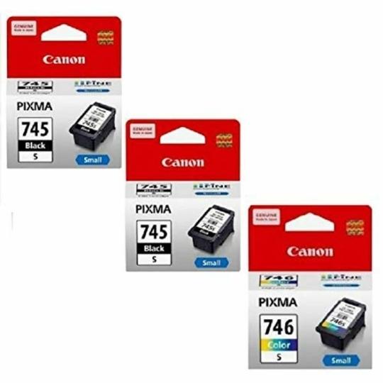 Canon Combo 745 Small Twin & 746 Small Ink Cartridge [Set of 3 Cartridge] (Pg 745 S Twin & Cl 746 S) Black & Color