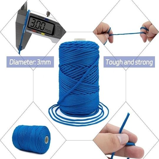 Craft Affair | PP Rope/Nylon Rope 3mm Braided Cord (100m) for Jewellery & Bracelet Making Macrame Cord - Leaf Green