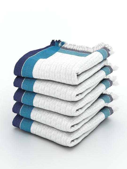 Athom Trendz Waffle Border White Cotton Bath Towel 75 x 150 cm (Pack of 5) ATZ-BT-A-C5