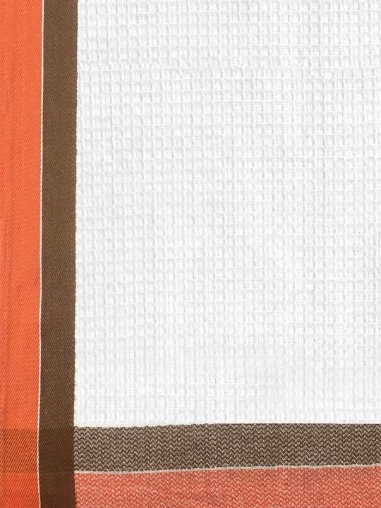 Athom Trendz Waffle Border White Cotton Bath Towel 75 x 150 cm (Pack of 5) ATZ-BT-C-C5
