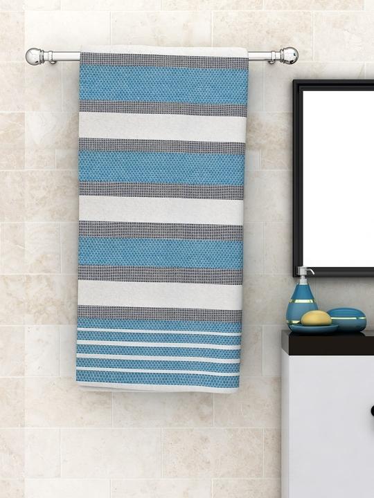 Athom Trendz Blue Diamond Flower Cotton Bath Towel 75 x 150 cm (Pack of 2) ATZ-BT-H-C2