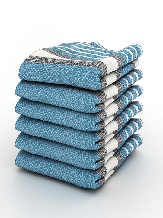 Athom Trendz 100% Premium Cotton Lightweight Quick-Dry & High Absorbant Bath Towel, Diamond Flower Blue -75x150 Cm (Pack Of 6) ATZ-BT-H-C6