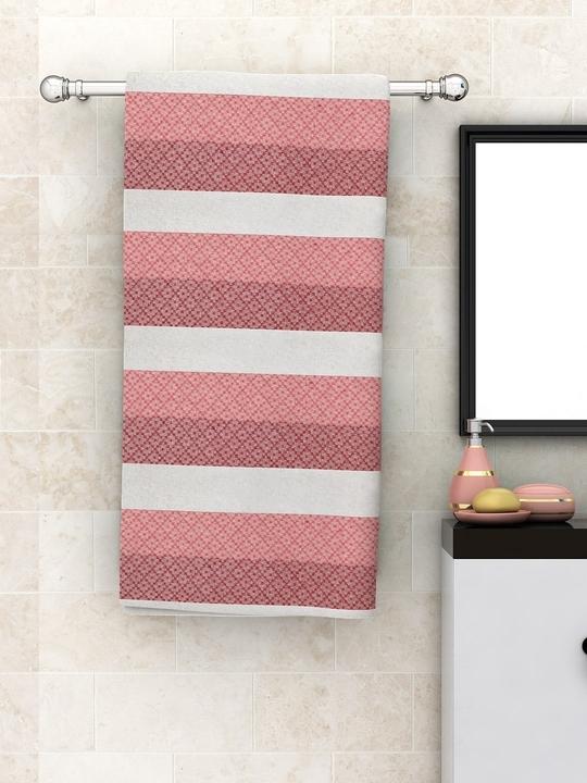 Athom Trendz 100% Premium Cotton Lightweight Quick-Dry & High Absorbant Bath Towel, Modern Checks Pink -75x150 Cm (Pack Of 4) ATZ-BT-P-C4