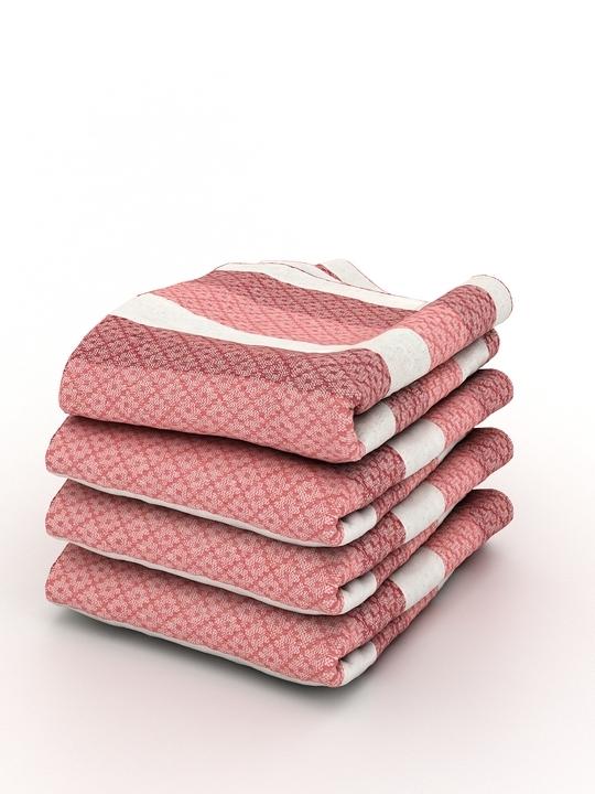 Athom Trendz 100% Premium Cotton Lightweight Quick-Dry & High Absorbant Bath Towel, Modern Checks Pink -75x150 Cm (Pack Of 4) ATZ-BT-P-C4
