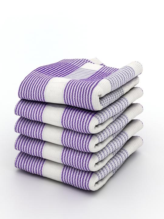 Athom Trendz 100% Premium Cotton Lightweight Quick-Dry & High Absorbant Bath Towel, Pin Stripes Purple -75x150 Cm (Pack Of 5) ATZ-BT-S-C5