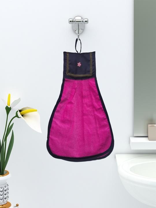 Athom Trendz Pink Loop Hanging Cotton Washbasin Napkin/Hand Towel 28 x 45 cm